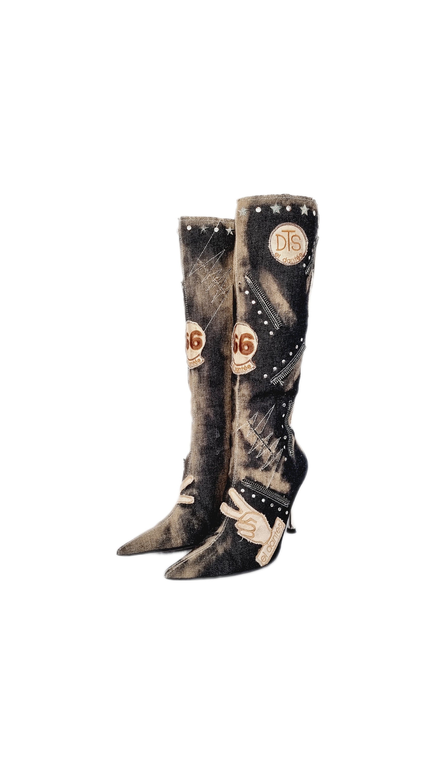 通販 激安 EU 39 Applique Patchwork Denim Blue Dark Dantes El 6 UK / 靴