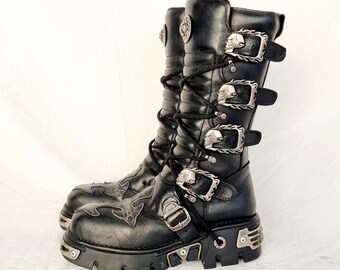 靴 00s archive lace up boots skull rock uk6 Amazon.com | Men's Lace-up Motorcycle Boots with Gothic