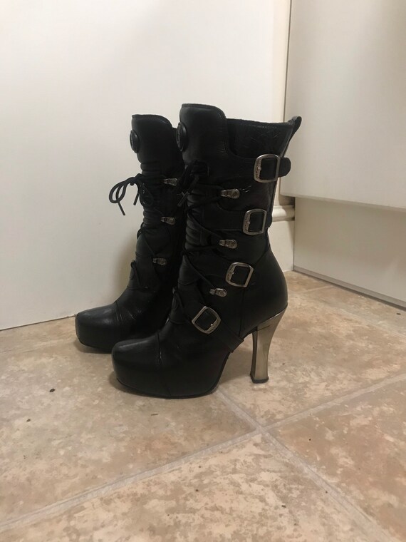 Eu 37 Vintage Heels Metal New Rock 