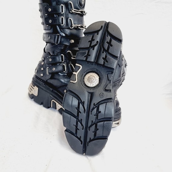 EU 45 / UK 10.5 Spiked Studded Metal Chain New Rock Boots EU 45 / UK 10.5 Spiked Studded Metal Chain New Rock Boots