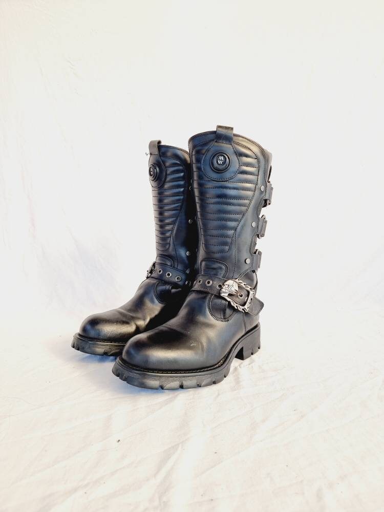 EU 43 Rare Vintage Skull Buckle Motorcycle New Rock Boots - Etsy