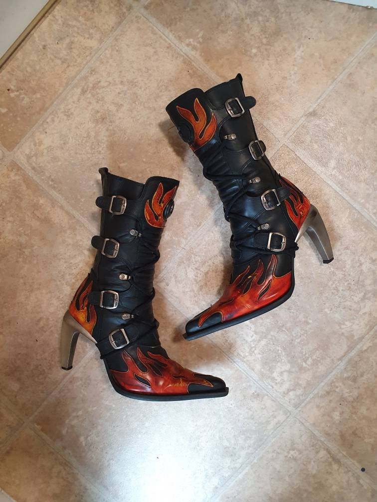 Eu 40 Flame Fire Design Leather Black 