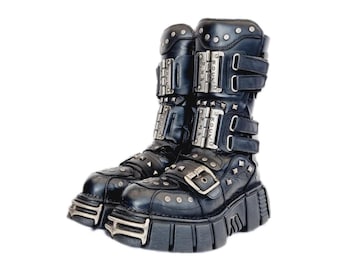 EU 40 / UK 7 Vintage Spiked Studded New Rock Boots - Etsy