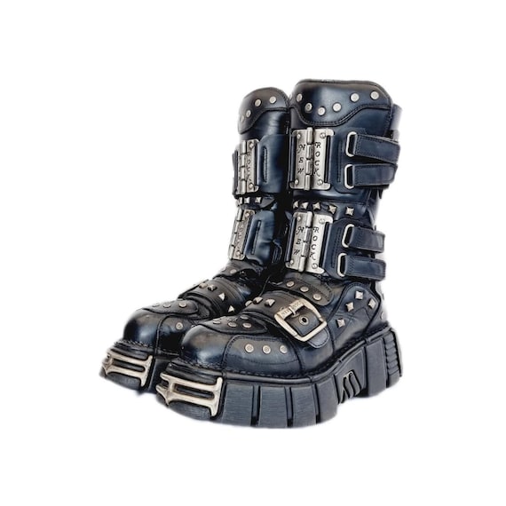 EU 40 / UK 7 Vintage Spiked Studded New Rock Boots - Etsy