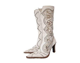 EU 36 / UK 3 Destroy Stiletto Boots - Vintage 90s Y2K Harajuku Soft Grunge Cottagecore Bohemian Style