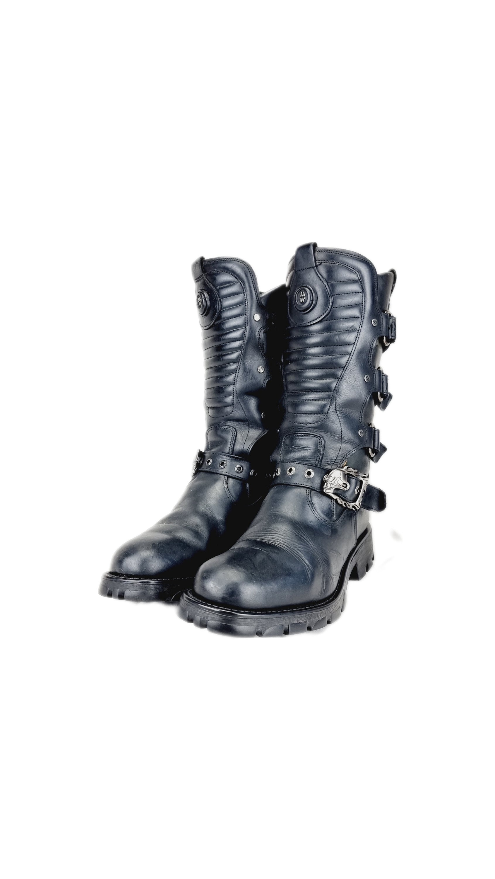 NEW ROCK archive boots size42 レア EU 42 / UK 8 Rare Vintage Skull Buckle Motorcycle New Rock