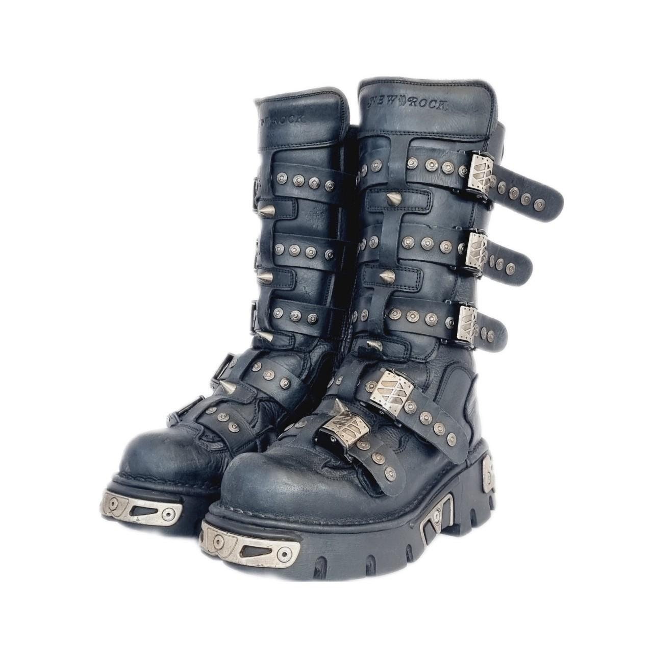 EU 41 UK 7.5 Spiked Studded Metal Buckled New Rock Boots Chunky Platforms Cyber Punk Grunge Glam Goth Cosplay Emo Y2K Shoes Etsy Canada