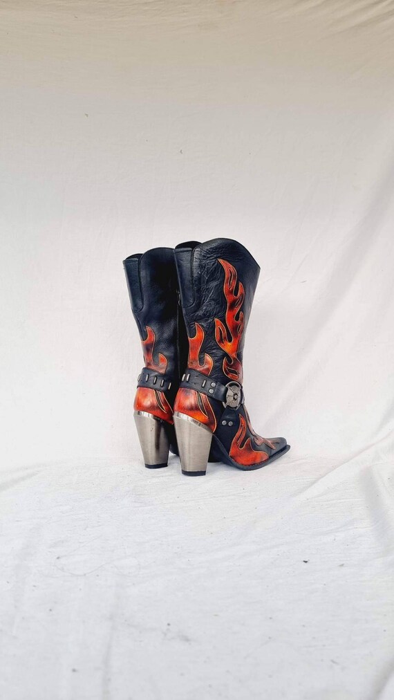 EU 40 New Rock Pointy Toed Boots - Vintage Black Texa… - Gem