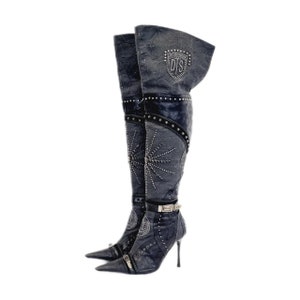 EU 38 / UK 5 El Dantes Stiletto Ankle Boots - Rare vintage des années 90 Harajuku Soft Grunge Boho Whimsygoth Style