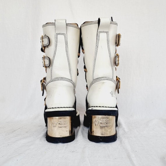 EU 37 / UK 4 White Leather New Rock Boots Kawaii … - image 4