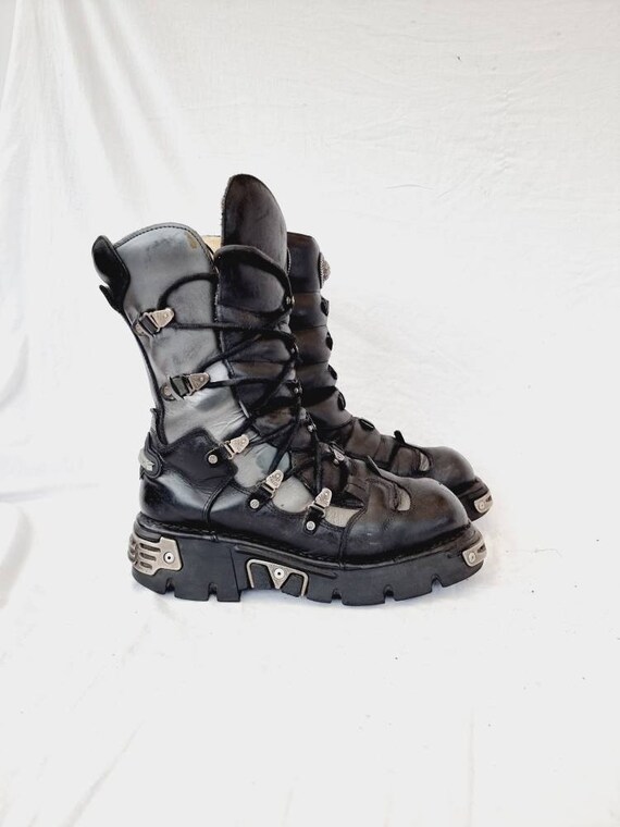 Buy EU 47 / UK 12 New Rock Boots Black and Silver New Rocks 