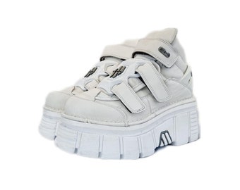 EU 39 / UK 6 White New Rock Ankle Boots Kawaii Pastel Goth Cosplay Harajuku Decorakei Platform Sneakers Shoes