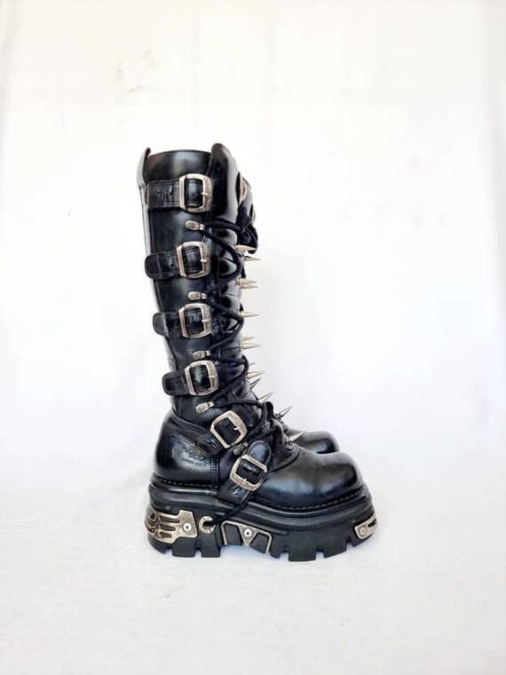 EU 36 Knee High Spiked New Rock Boots 
