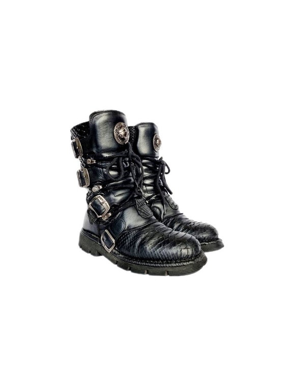 melk Ideaal Aanklager EU 37 Vintage Faux Snakeskin Genuine Leather New Rock Boots - Etsy