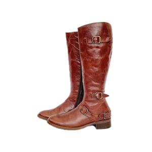 EU 41 / UK 7.5 Vintage 90s Brown Leather Boots by Destroy