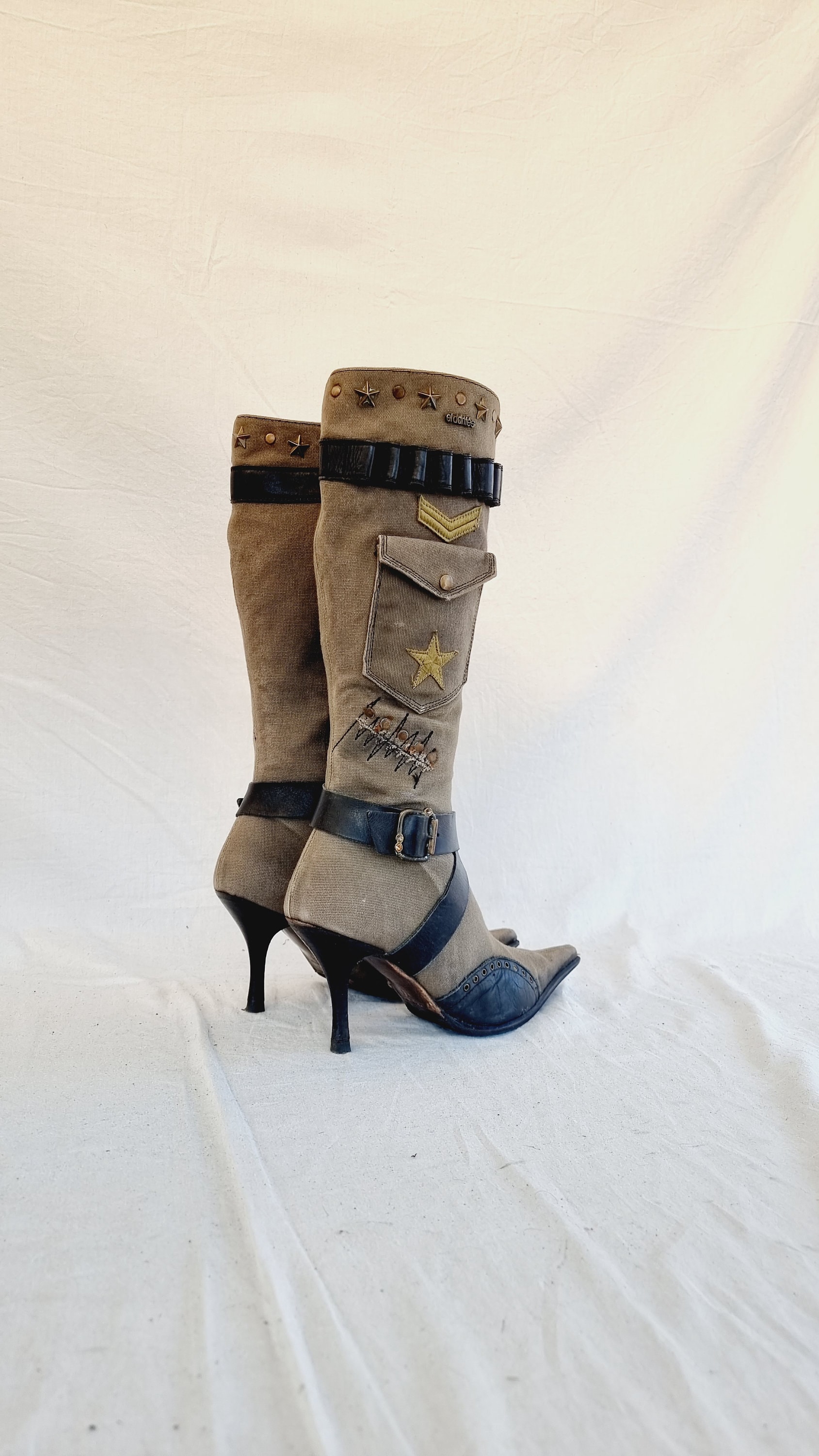 レビュー高評価アイテム特集｜ファッション通販 / 38 EU UK Pocket Studded Khaki and Black Dantes El 5 靴