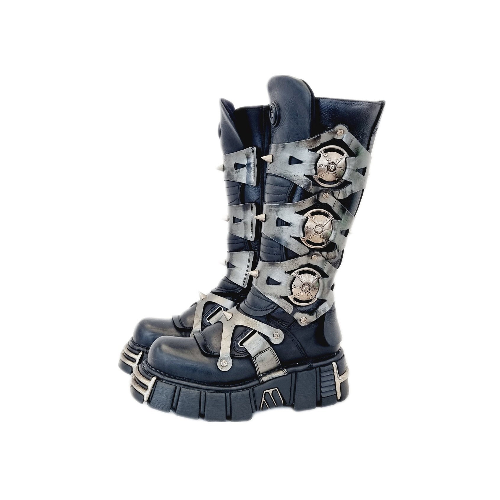Womens Ladies Buckles Straps Studded Mid heel Winter Chelsea