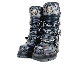 EU 44 / UK 10 Knee High Metal New Rock Boots With Buckles