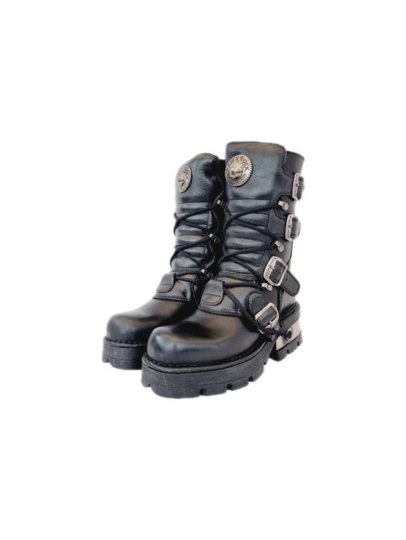 Havoc Te gebroken EU 37 New Rock Boots Black Buckled Leather Design With Small - Etsy