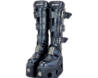 【NONCODE】Ine Suede Buckle Platform Boots Amazon.com | New Rock New Punk and Rock Unisex Platform