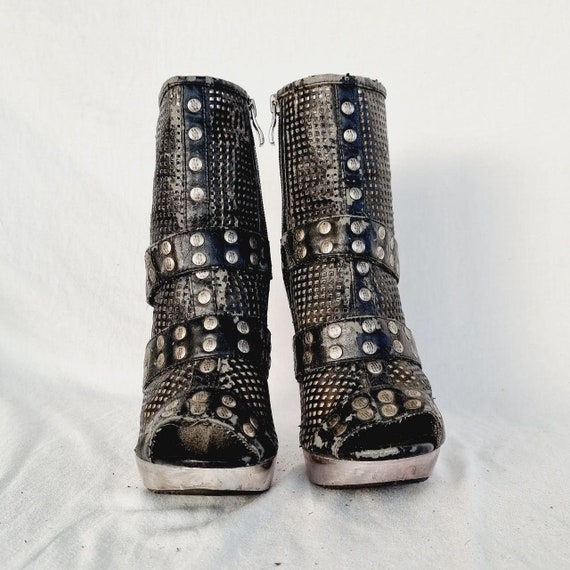 EU 37 / UK 4 New Rock Stiletto Heels - Vintage Bl… - image 8