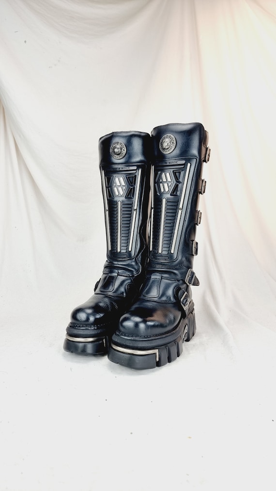 NEW ROCK ハイカットレザーブーツ EU 40 / UK 7 Knee High Metal Reactor New Rock Boots With