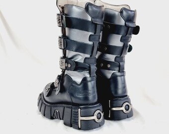 EU 40 / UK 7 Spiked Studded Metal Buckled New Rock Boots