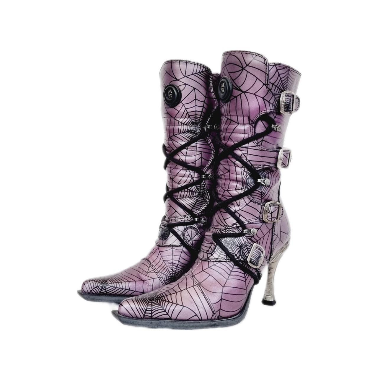 Knee High New Rock Snakeskin Boots EU 37 UK Dusty Lilac Grey