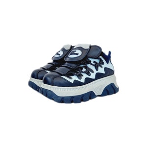 EU 40 / UK 7 Pastel Blue, Navy and Turquoise  Gordon Jack Platform Sneakers / Trainers - Vintage 90s Y2K Harajuku Soft Grunge Kidcore