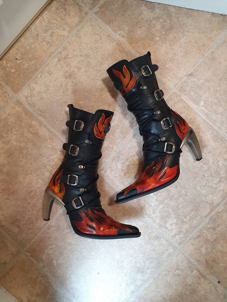 Eu 40 Flame Fire Design Leather Black 