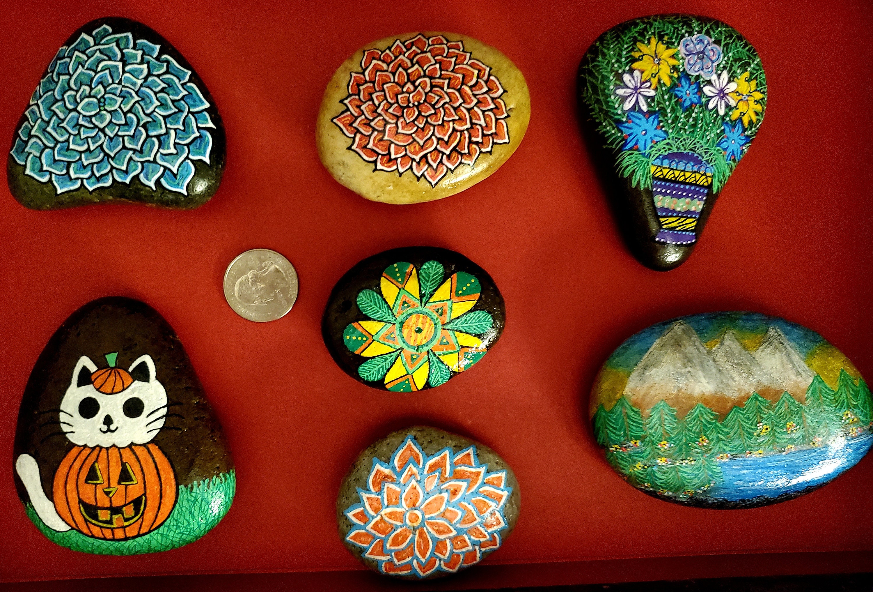 Painted Sea Stones Rocks, Painting Sunset and Sunrise Stones, Art Color Sea Stone,  Paint Rock Sunset, Personalization Drawing Stone 
