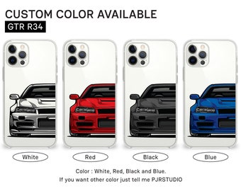 iPhone Case | Front GTR R34| phone case, gift, phone accessary, car lover, car guy, best gift, car illustration