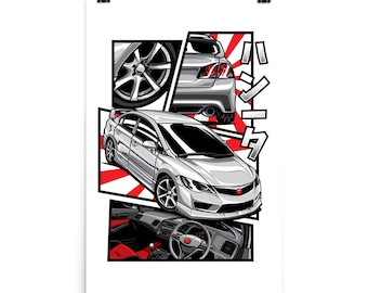 High Quality Poster | Civic FD2R | racing poster, car poster, for car guys, best gift, car art, wall art, wall decor