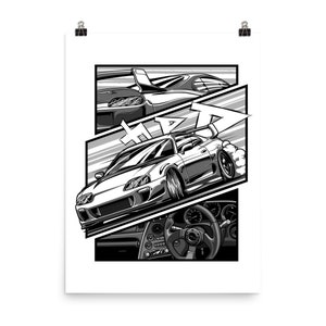 High Quality Poster | Toyota Supra Mk4 | racing poster, car poster, for car guys, best gift, car art, wall art, Handdraw, drift, Sport car