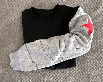 Winter Soldier "Bucky" arm Marvel inspired sweatshirt - Handmade