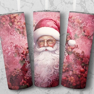 Pink Santa Tumbler Wrap, Santa Tumbler png, 20 oz Skinny Tumbler Sublimation, Tumbler Straight and Tapered, PNG Digital Download