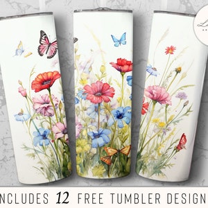 20 oz Skinny Tumbler Sublimation Design Butterfly Tumbler Wrap Butterfly Tumbler Designs PNG Digital Download