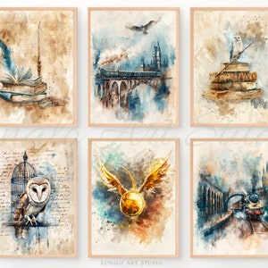 Wizard Posters Digital Print, Wizard School Print, Wizard Room Decor, Magic Poster JPG Digital Download, Wizarding Inspired Castle Print