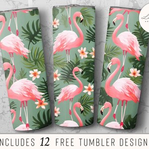 Flamingo png Tumbler Wrap, 20 oz Skinny Tumbler Sublimation Design Flamingo png digital download includes commercial use