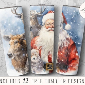Santa 20oz Sublimation Tumbler Designs, Christmas 9.2 x 8.3” Straight Skinny Tumbler Wrap PNG, Santa Sublimation design