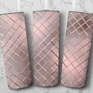 Rose Gold Metallic 20oz Skinny Tumbler Sublimation Wrap Design - Straight/Tapered PNG Download