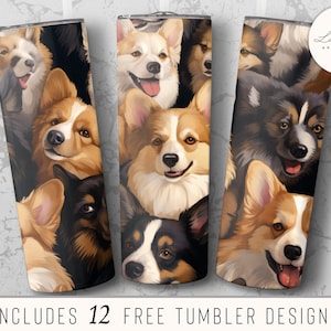 Dog 20oz Skinny Tumbler Wrap: Digital Sublimation Design Template PNG Download