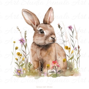 10 Watercolor Floral Rabbit Clipart Bundle - Bunny png - Floral bunny clipart - Rabbit png - Bunny Clip art - Bunnies png