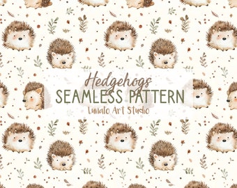 Hedgehog Seamless Pattern: Nursery Surface Design (Digital Download)