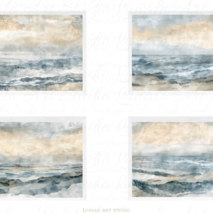 Küstendrucke 4er Set Strand Wandkunst Abstrakte Ozeanwellen Wandkunst Schlafzimmer Drucke Abstrakter Strand Plakat Ozean Kunstdruck Digitaler Download
