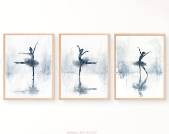 Watercolor Ballerina Art Print Set: Girls Room Decor (Digital Download)