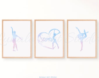 Personalisierte Gymnastik Drucke Set: Mädchenzimmer Dekor (digitaler Download)