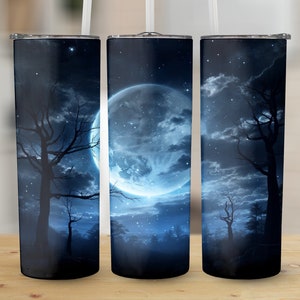 Moon 20 oz Skinny Tumbler Sublimation Design, Moon Tumbler Wrap, Digital Download PNG Files