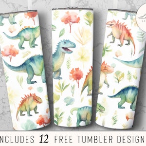 Dinosaur 20 Oz Skinny Tumbler Sublimation Design, Straight/Tapered Tumbler Wraps, Dinosaur png, Dinosaur Tumbler Wrap, PNG Digital Download
