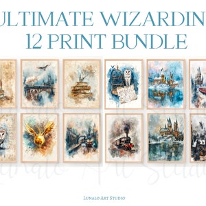 Wizard Posters 12 Digital Prints, Wizard School Print, Wizard Room Decor, Magic Poster JPG Digital Download, Wizarding Inspired Castle Print